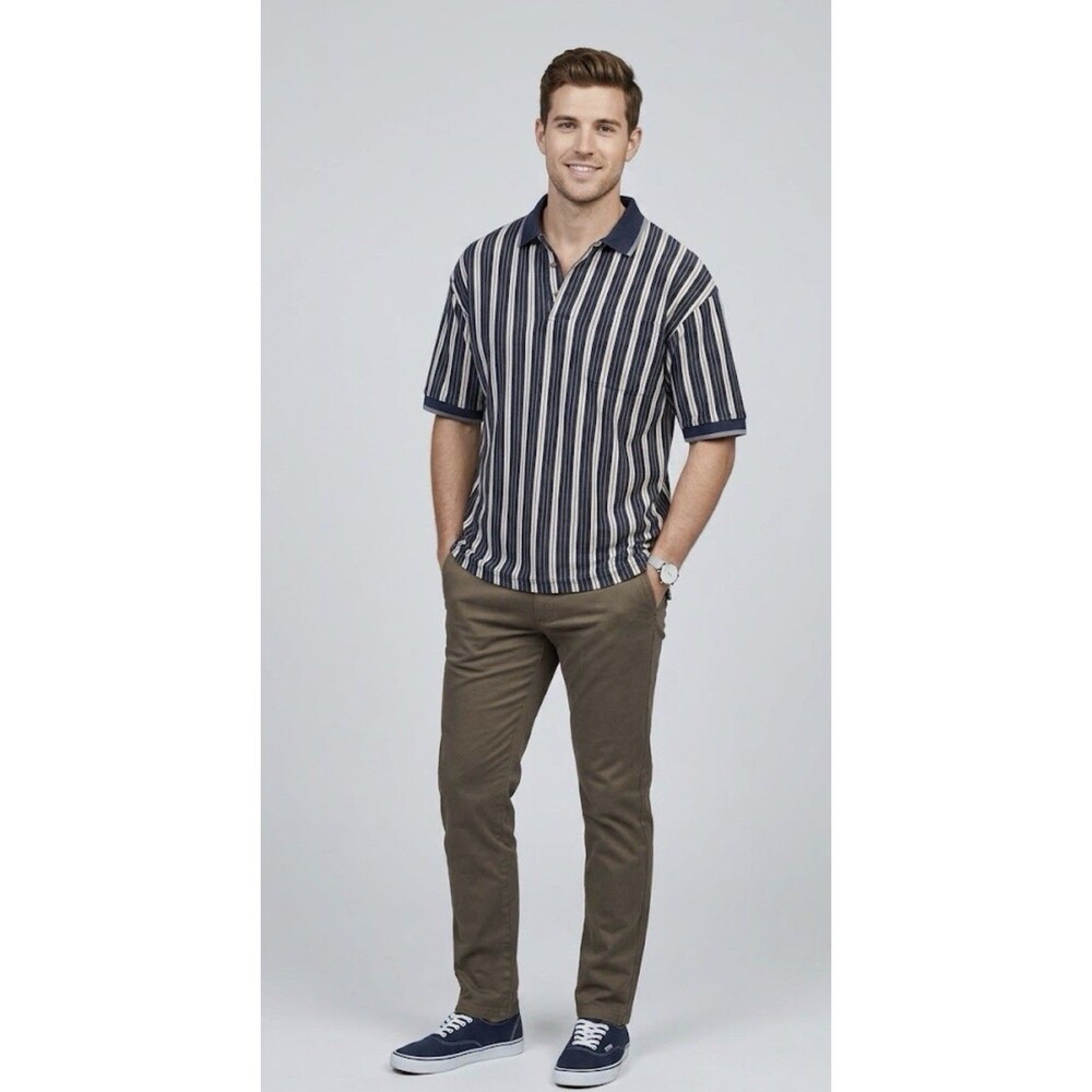 Vintage Woolrich Striped Long Sleeve Polo Shirt, Men's L Grandpacore Y2K Retro